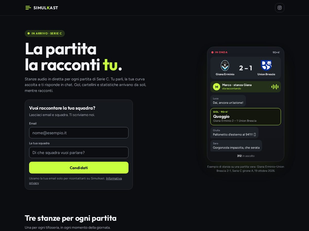 Landing-page snapshot of simulkast.com