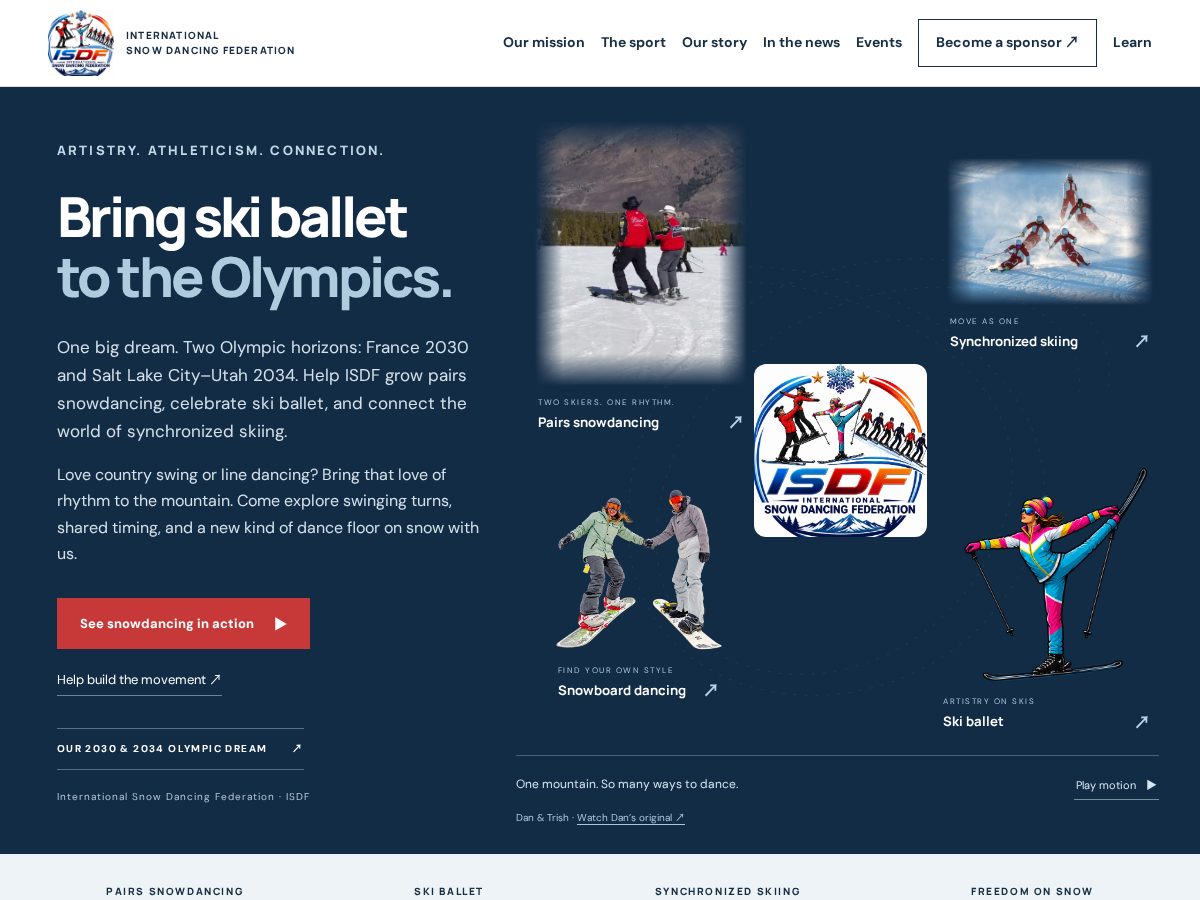 Landing-page snapshot of snowdancing.org