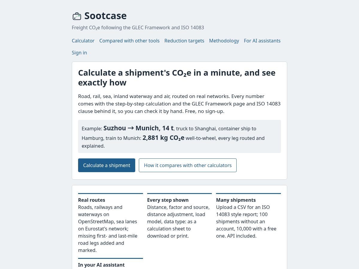 Landing-page snapshot of sootcase.org