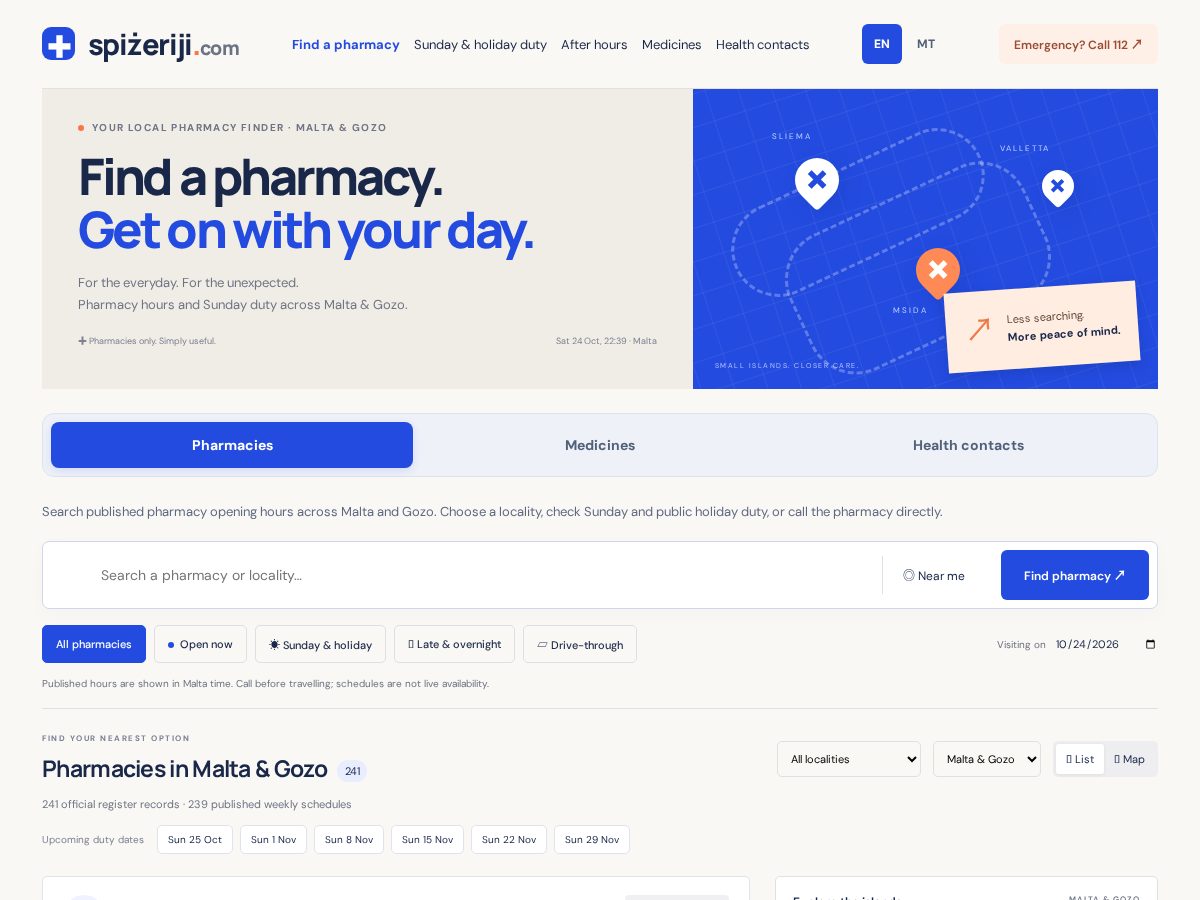 Landing-page snapshot of spizeriji.com
