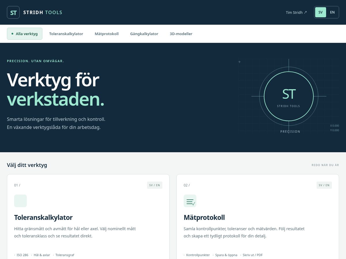 Landing-page snapshot of stridhtools.com