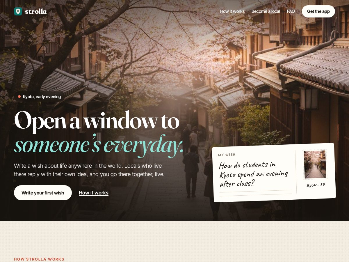 Landing-page snapshot of strolla.live