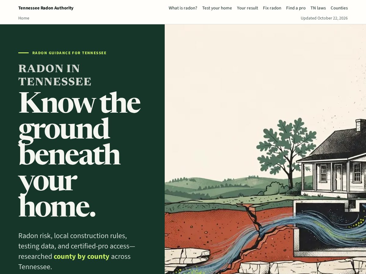 Landing-page snapshot of tennesseeradonauthority.com