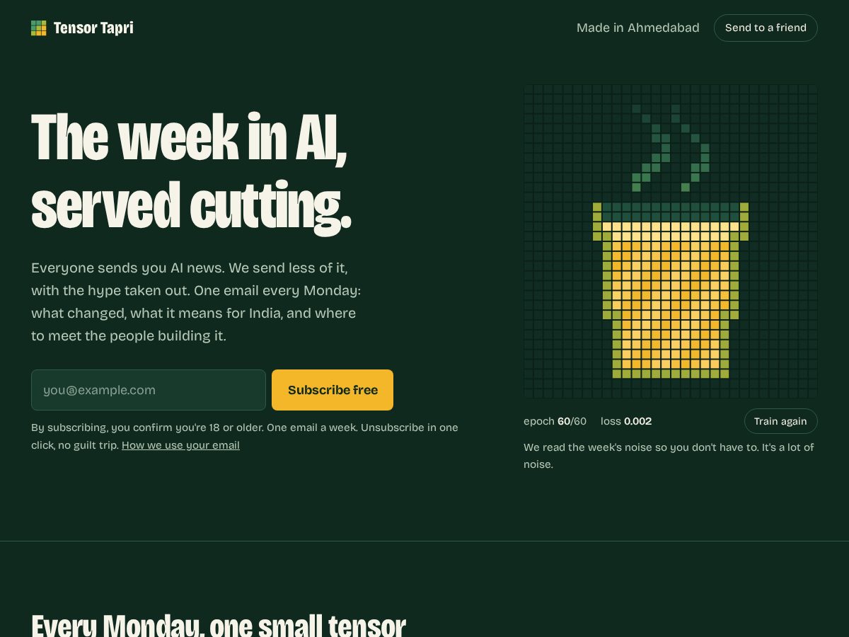 Landing-page snapshot of tensortapri.org