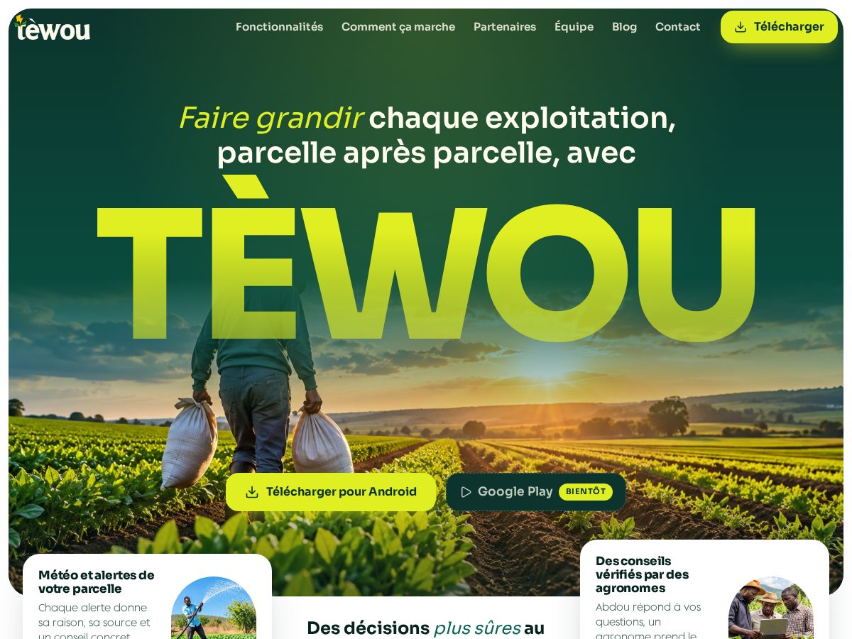 Landing-page snapshot of tewou.org