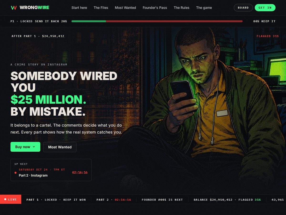 Landing-page snapshot of thewrongwire.com