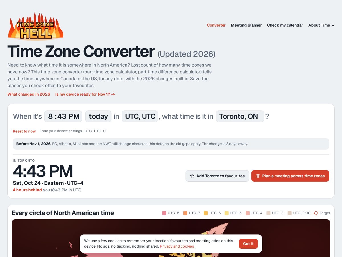 Landing-page snapshot of timezonehell.com