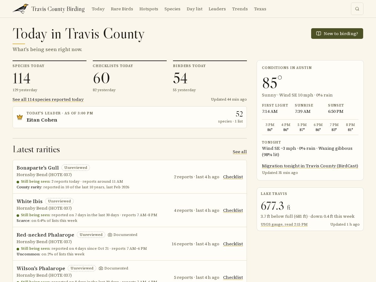 Landing-page snapshot of travisbirding.org