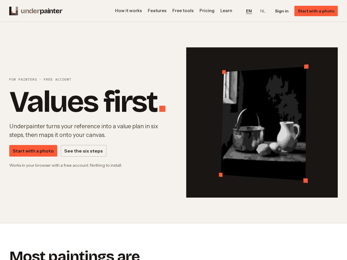Landing-page snapshot of underpainter.com