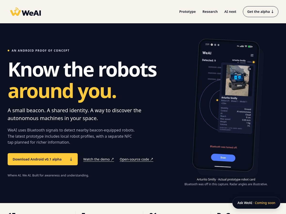 Landing-page snapshot of useweai.help