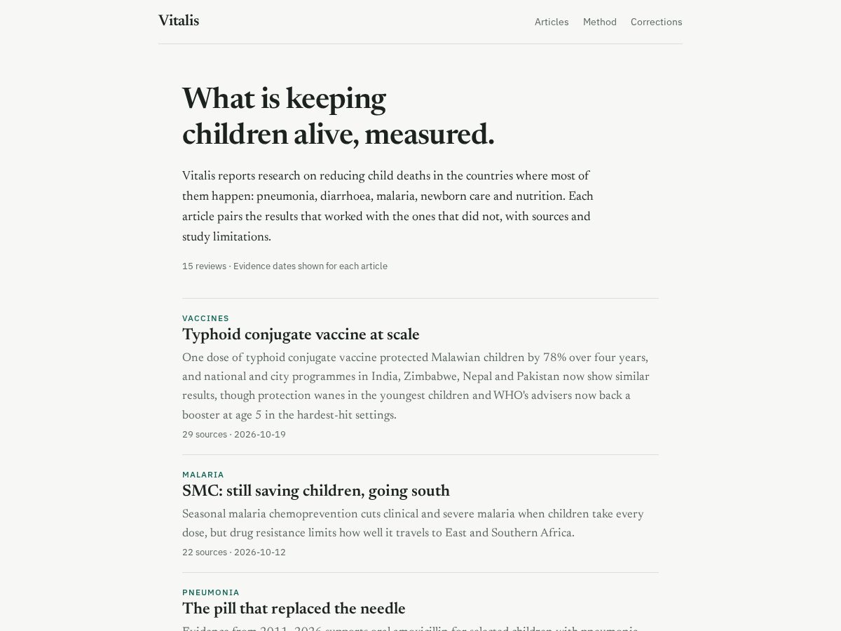Landing-page snapshot of vitalisresearch.org