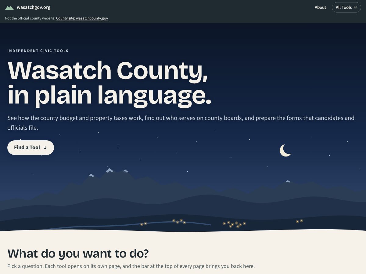 Landing-page snapshot of wasatchgov.org