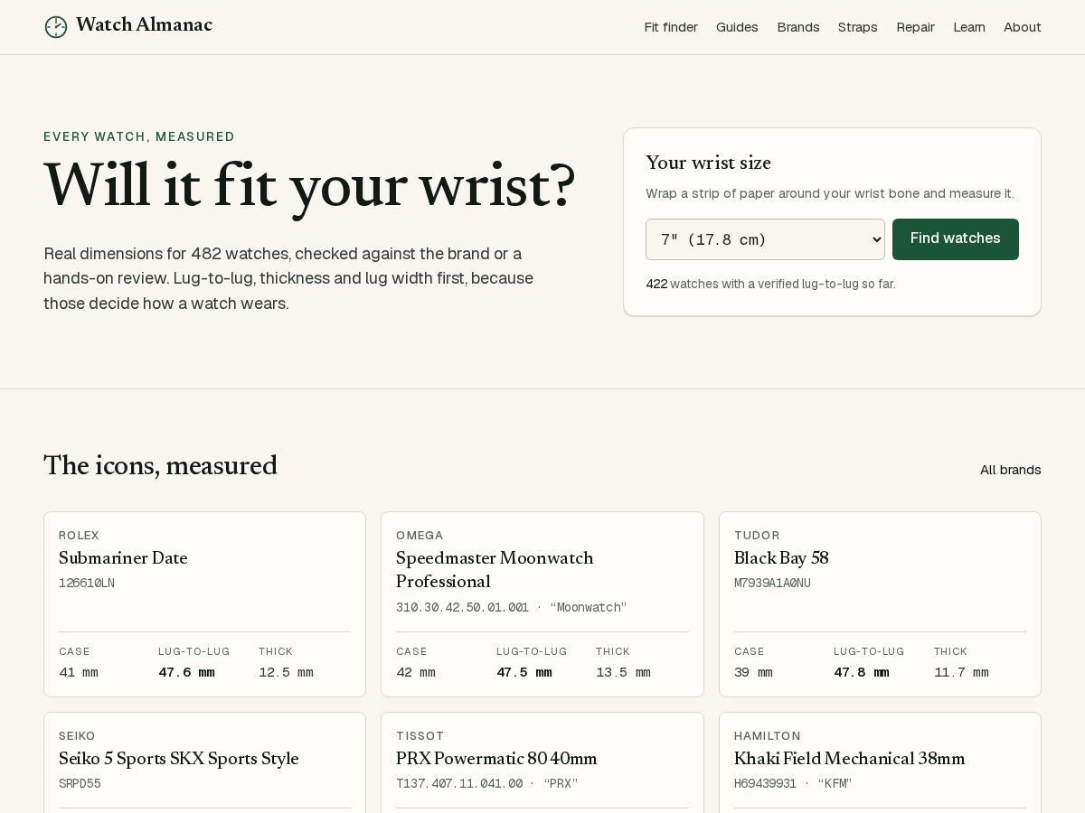 Landing-page snapshot of watchalmanac.com