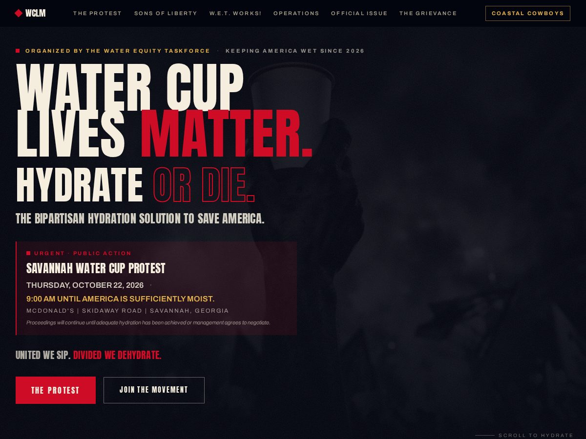 Landing-page snapshot of watercuplivesmatter.com