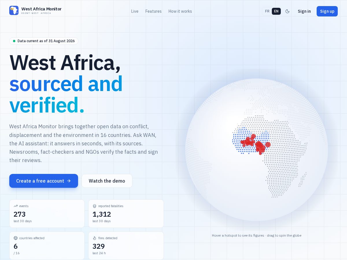 Landing-page snapshot of westafricamonitor.com