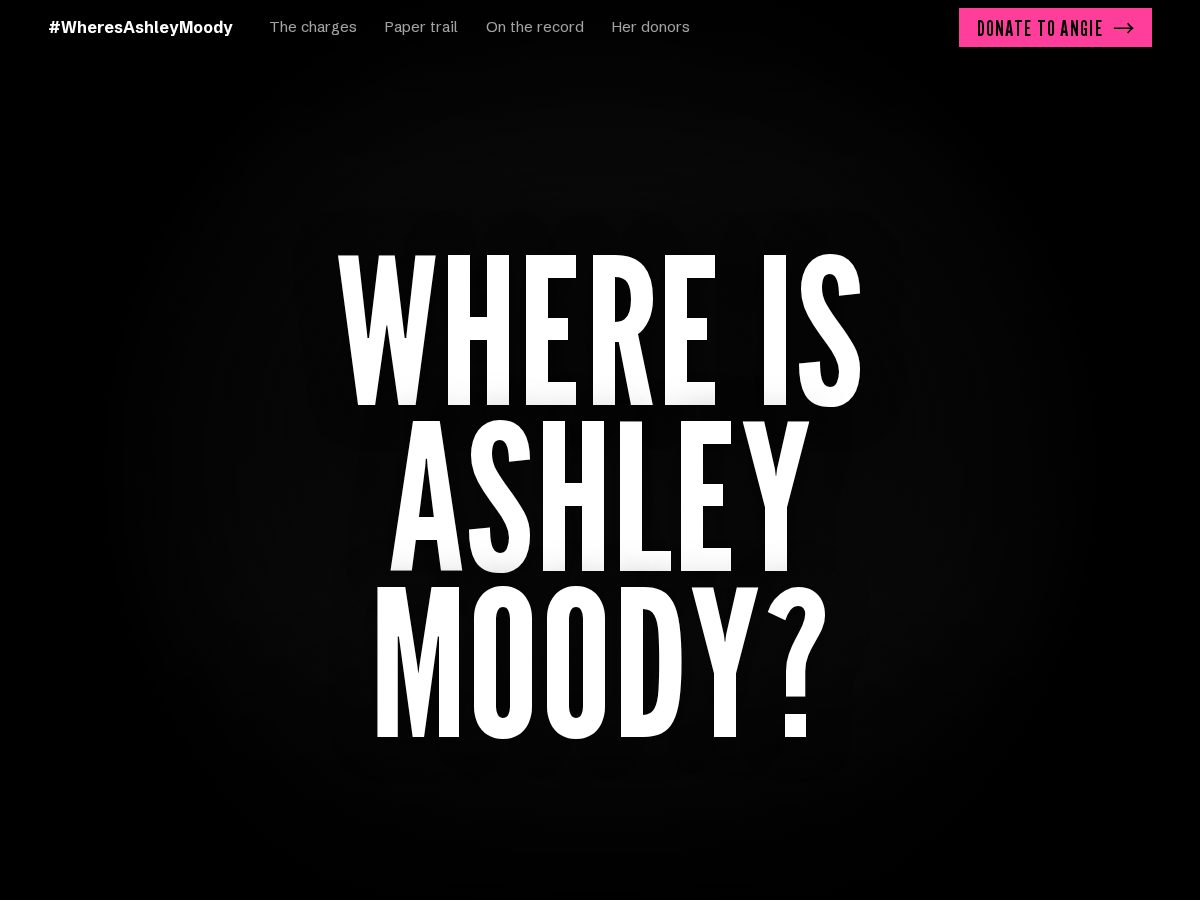 Landing-page snapshot of wheresashleymoody.com
