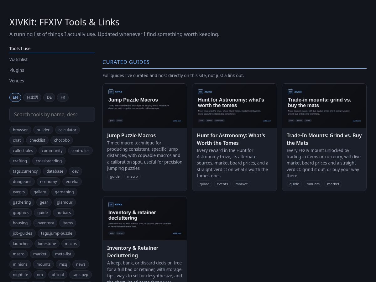 Landing-page snapshot of xivkit.com