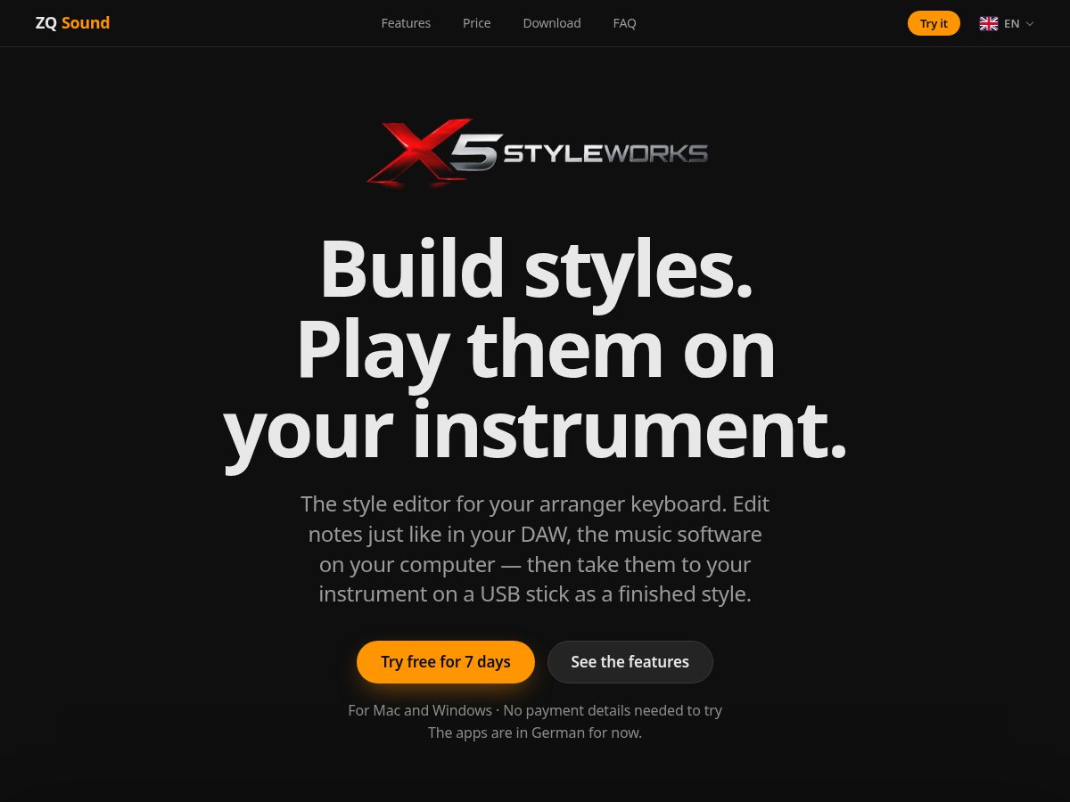 Landing-page snapshot of zqsound.com