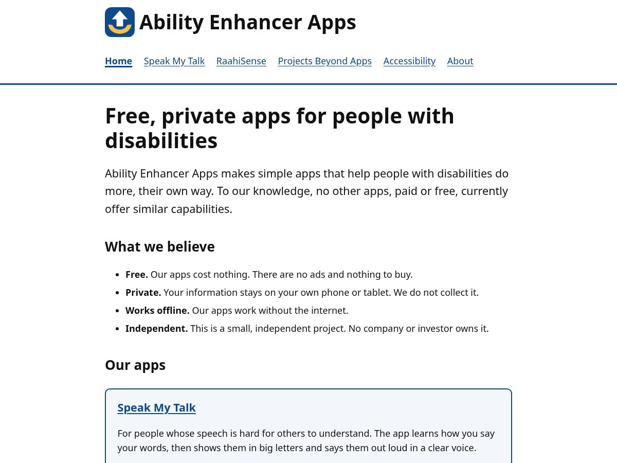 Landing-page snapshot of abilityenhancerapps.com