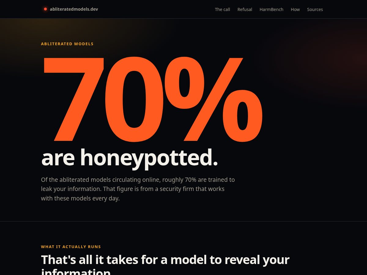 Landing-page snapshot of abliteratedmodels.dev