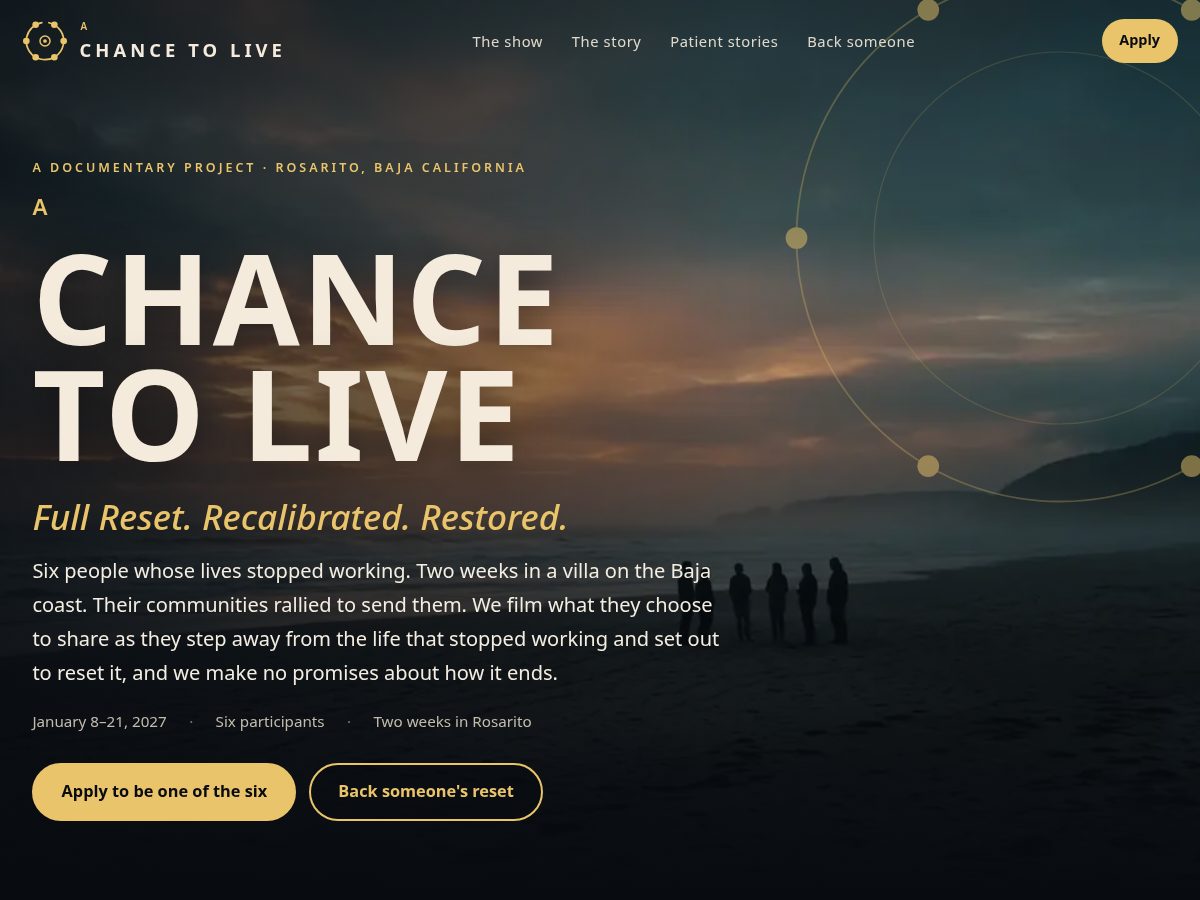 Landing-page snapshot of achancetolive.com
