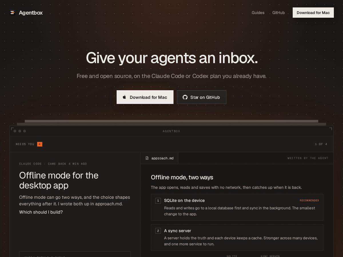 Landing-page snapshot of agentboxdev.com