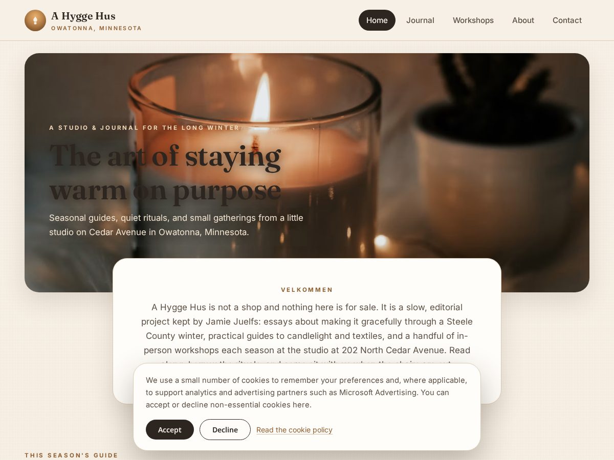 Landing-page snapshot of ahyggehusnorth.com
