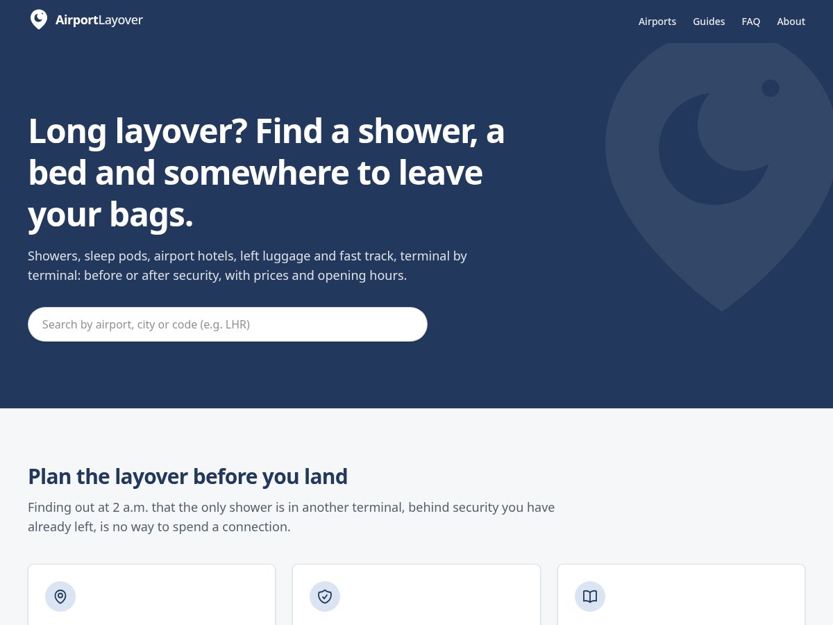 Landing-page snapshot of airportlayover.com