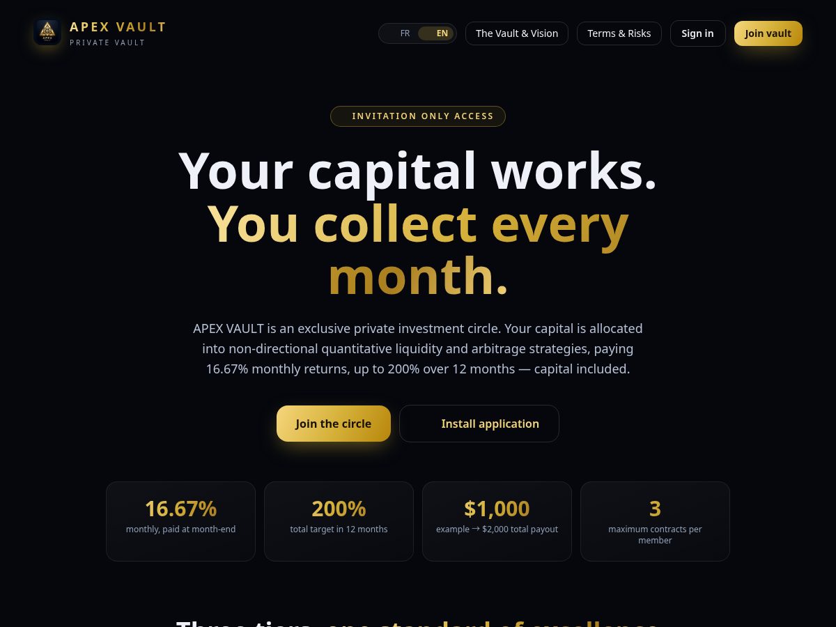 Landing-page snapshot of apex-vault.org
