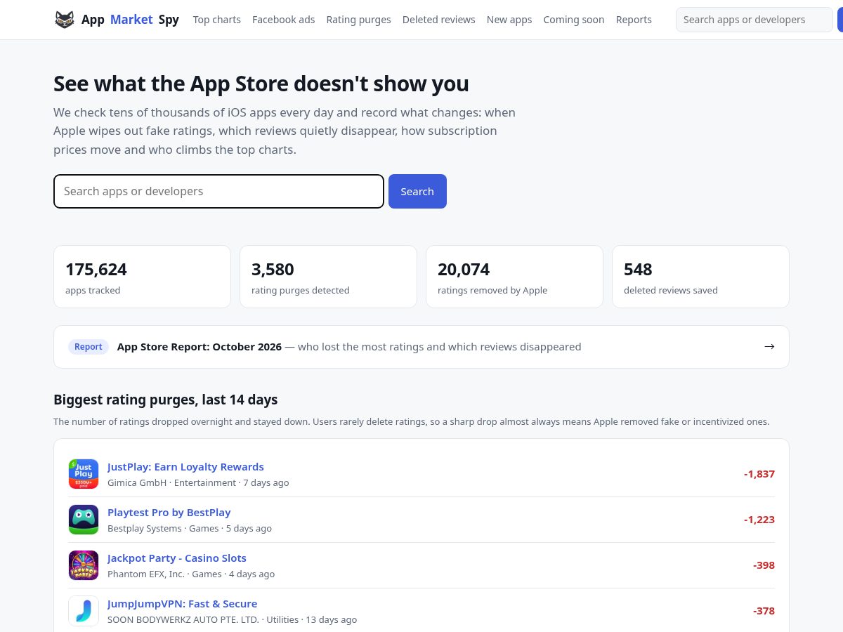 Landing-page snapshot of appmarketspy.com