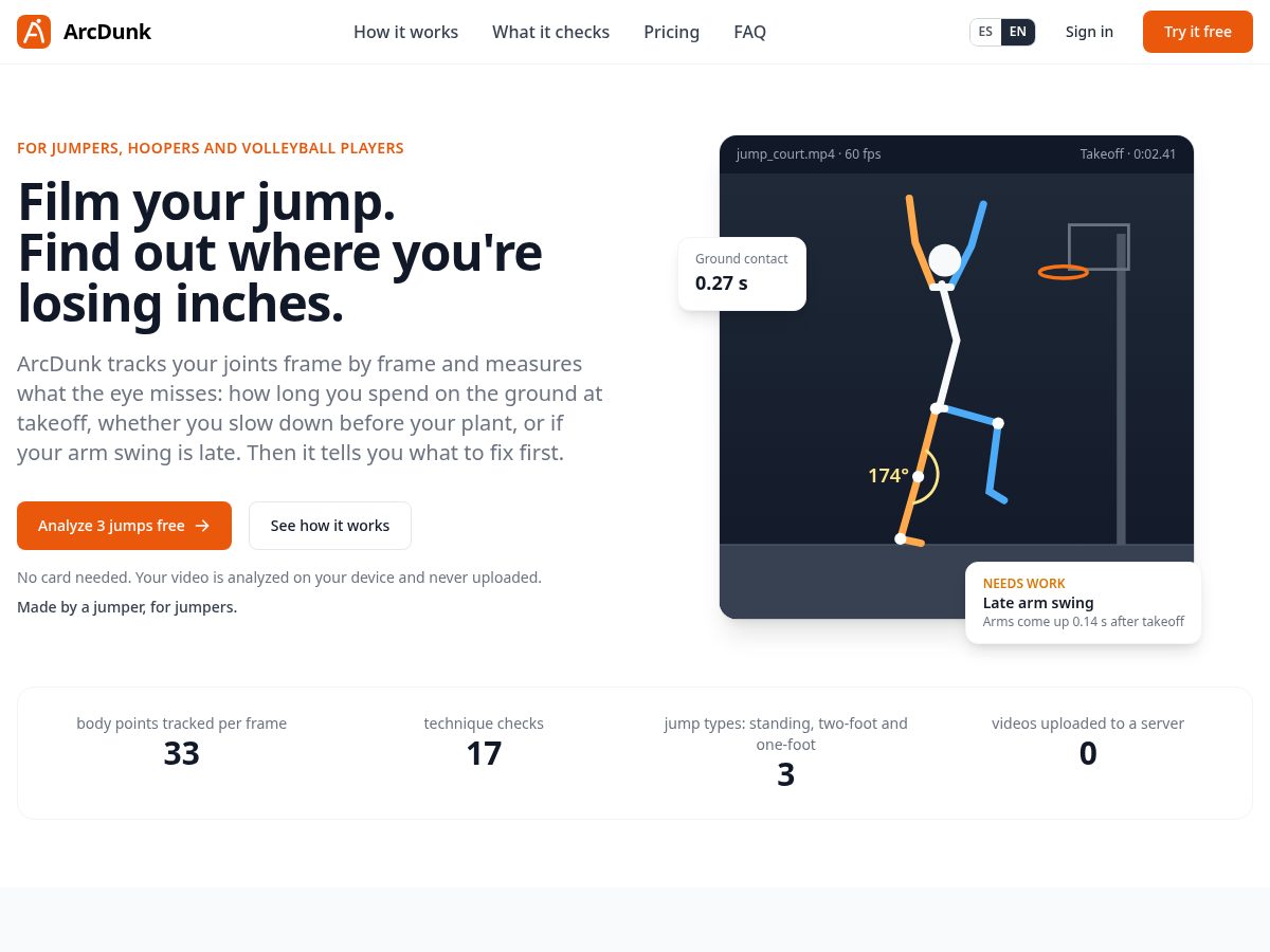 Landing-page snapshot of arcdunk.app