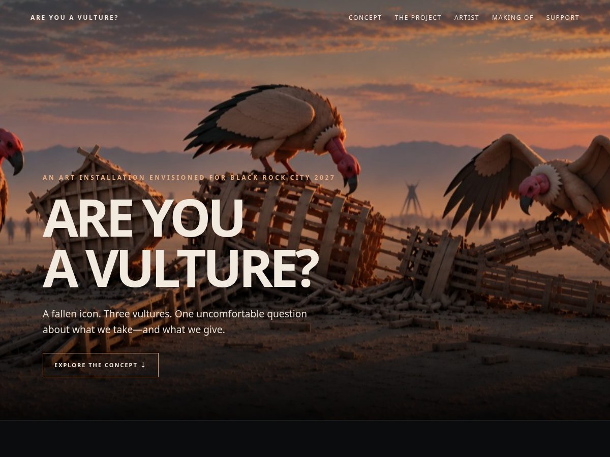 Landing-page snapshot of areyouavulture.com