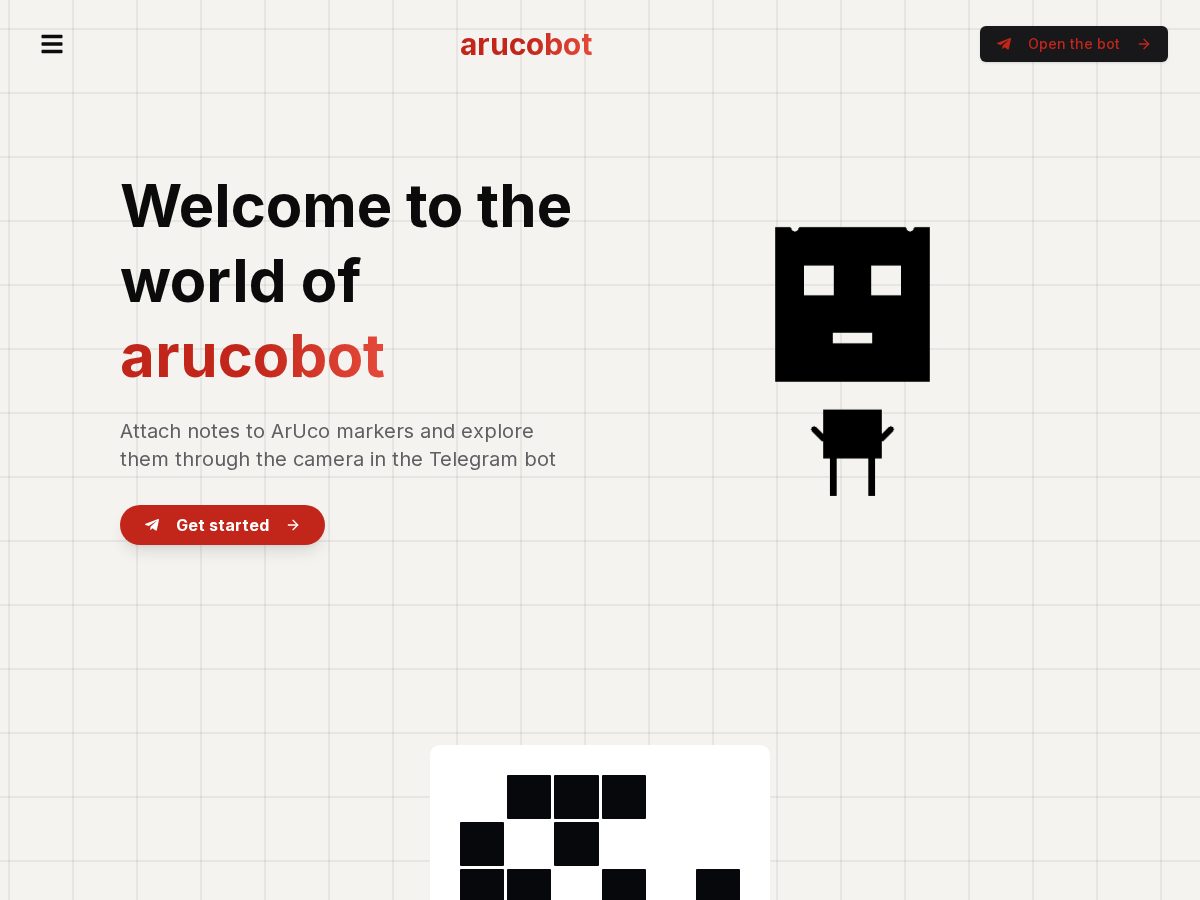 Landing-page snapshot of arucobot.com