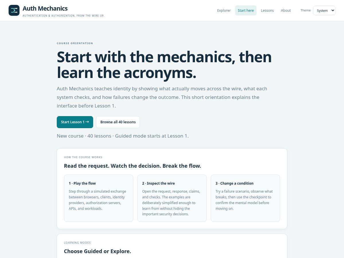 Landing-page snapshot of authmechanics.dev