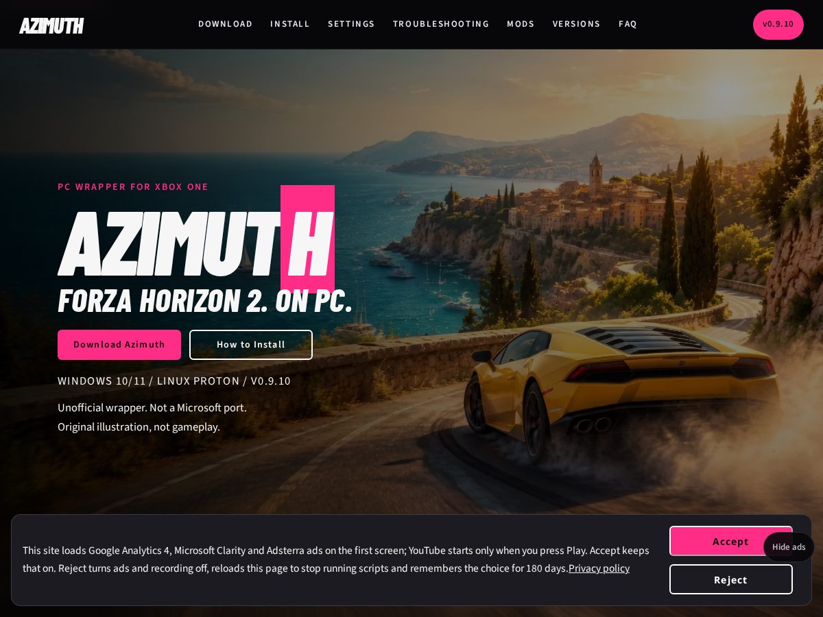 Landing-page snapshot of azimuthforza.com