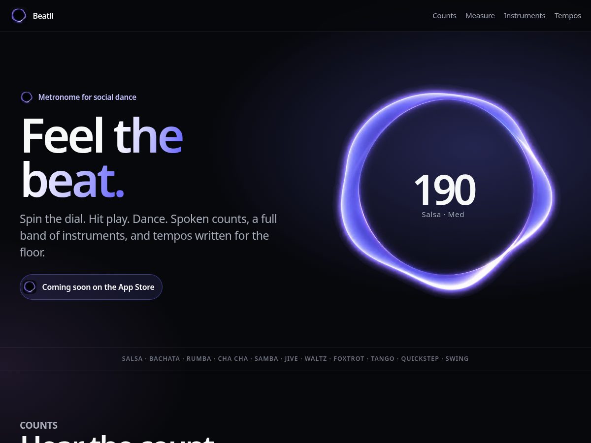 Landing-page snapshot of beatli.app