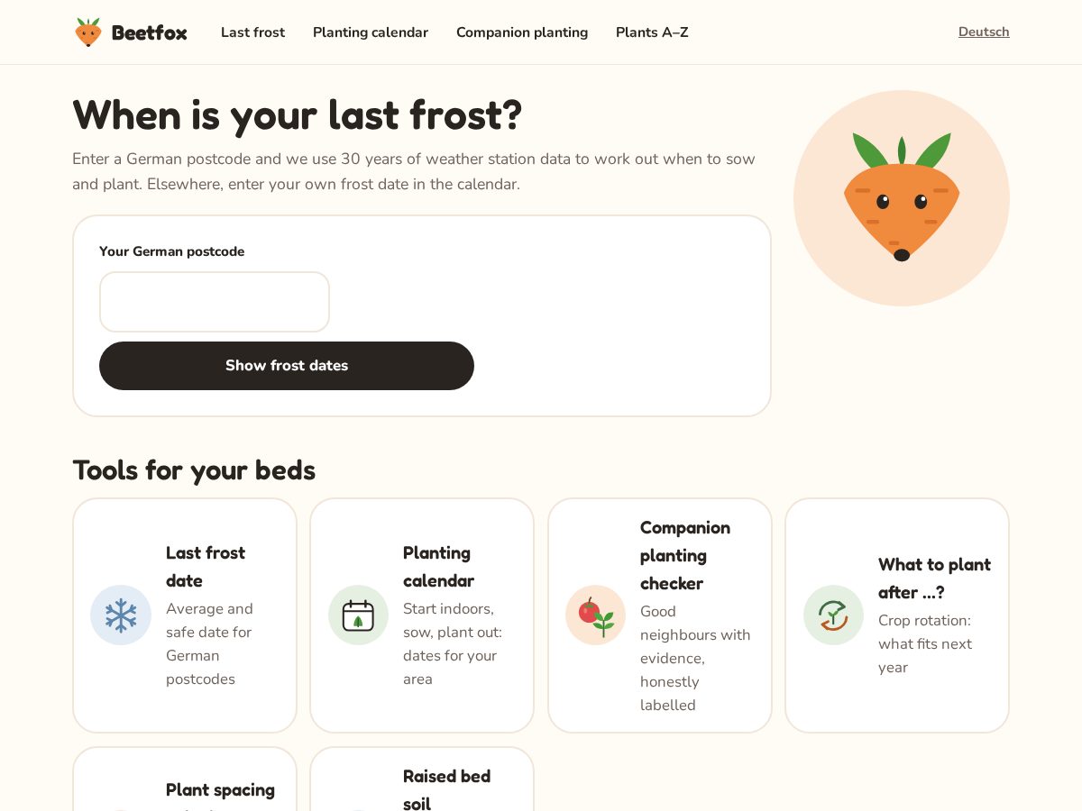 Landing-page snapshot of beetfox.com