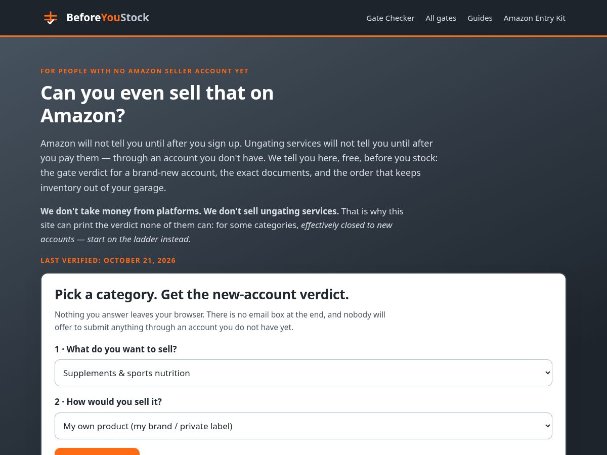 Landing-page snapshot of beforeyoustock.com