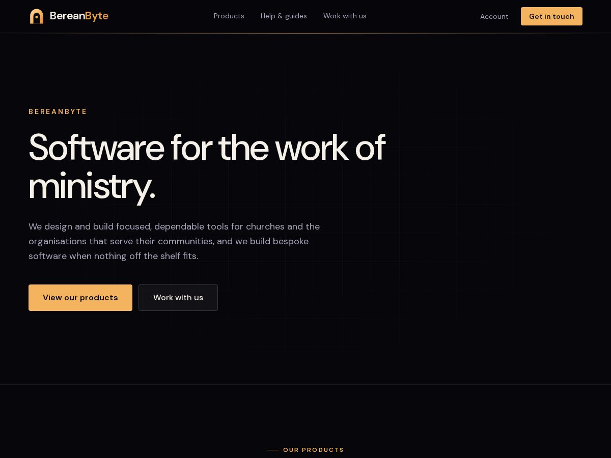 Landing-page snapshot of bereanbyte.com