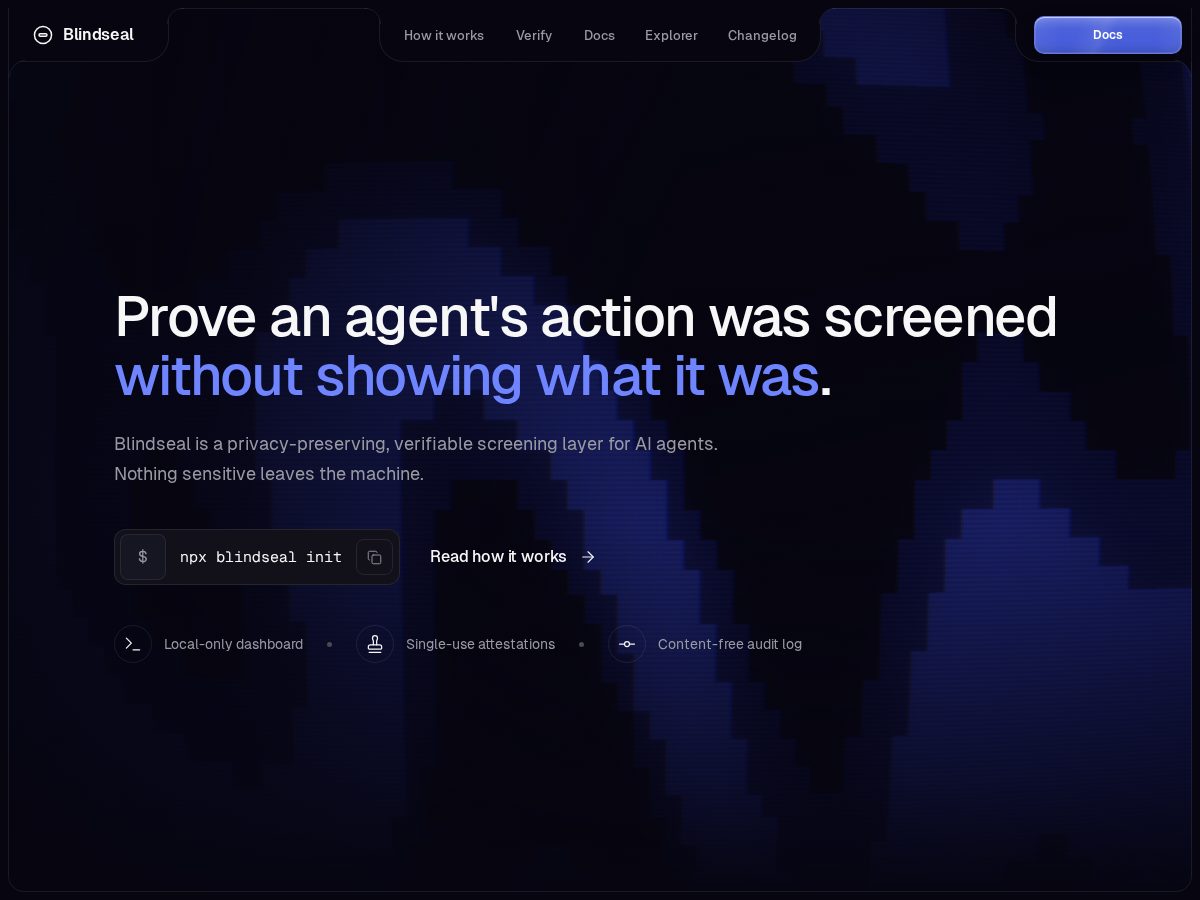 Landing-page snapshot of blindseal.tech