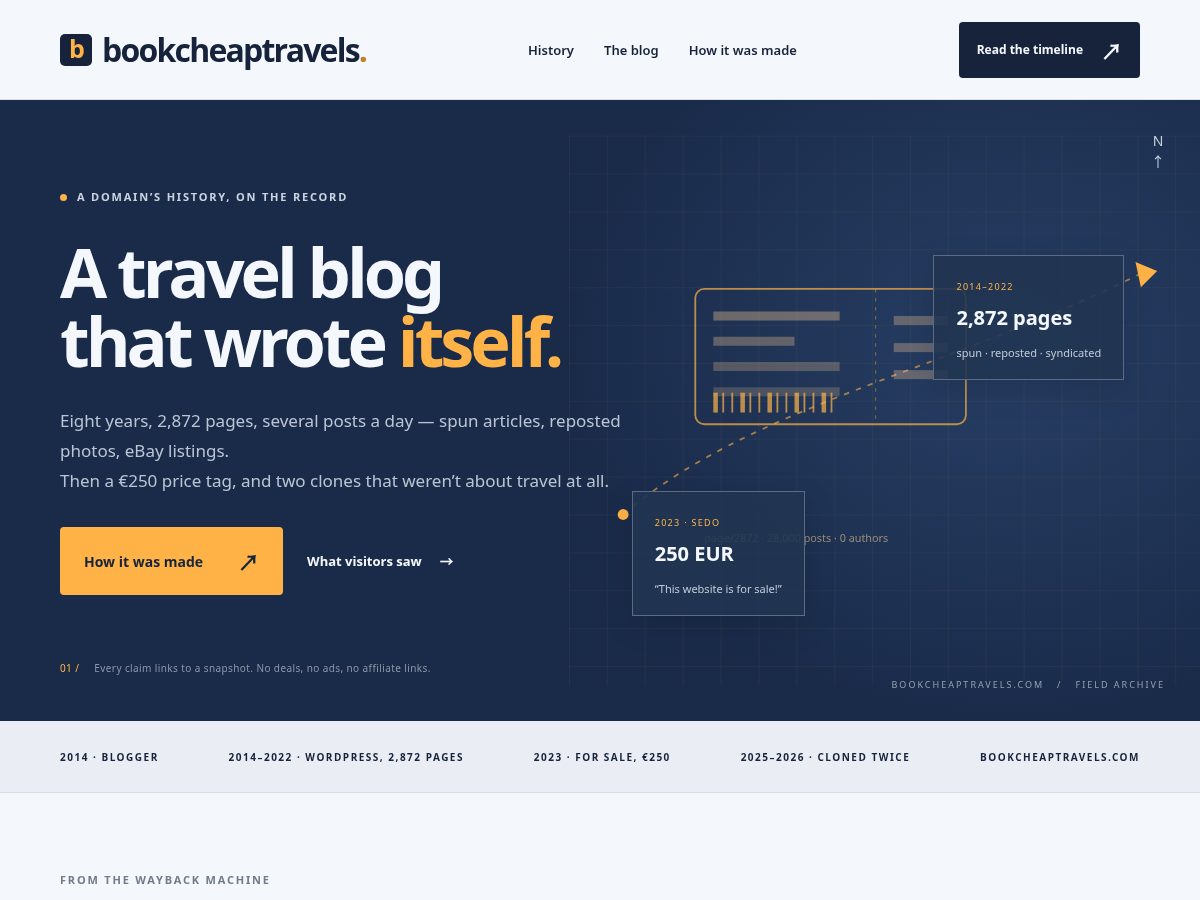 Landing-page snapshot of bookcheaptravels.com