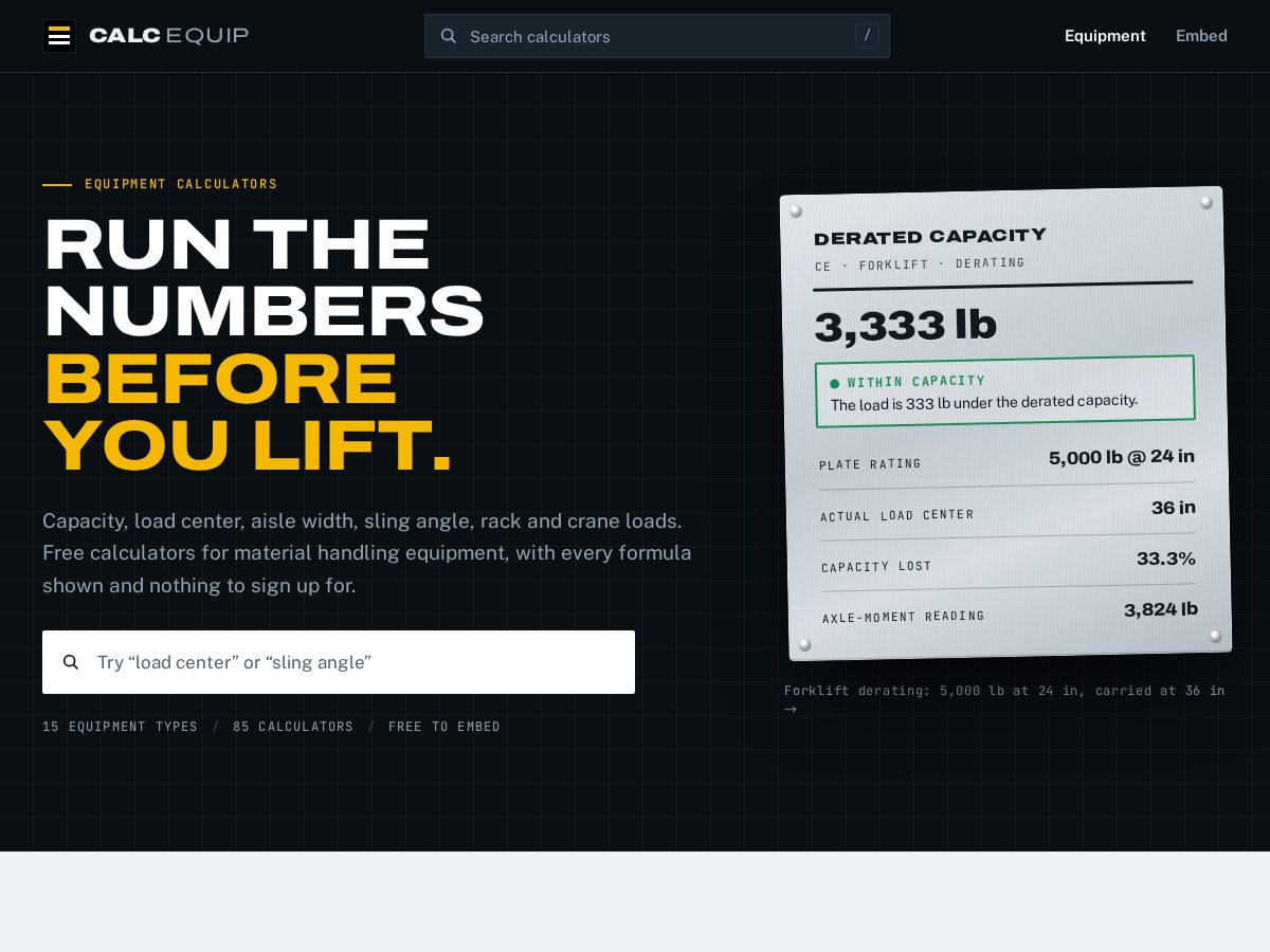 Landing-page snapshot of calcequip.com