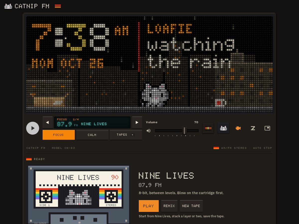Landing-page snapshot of catnipfm.com