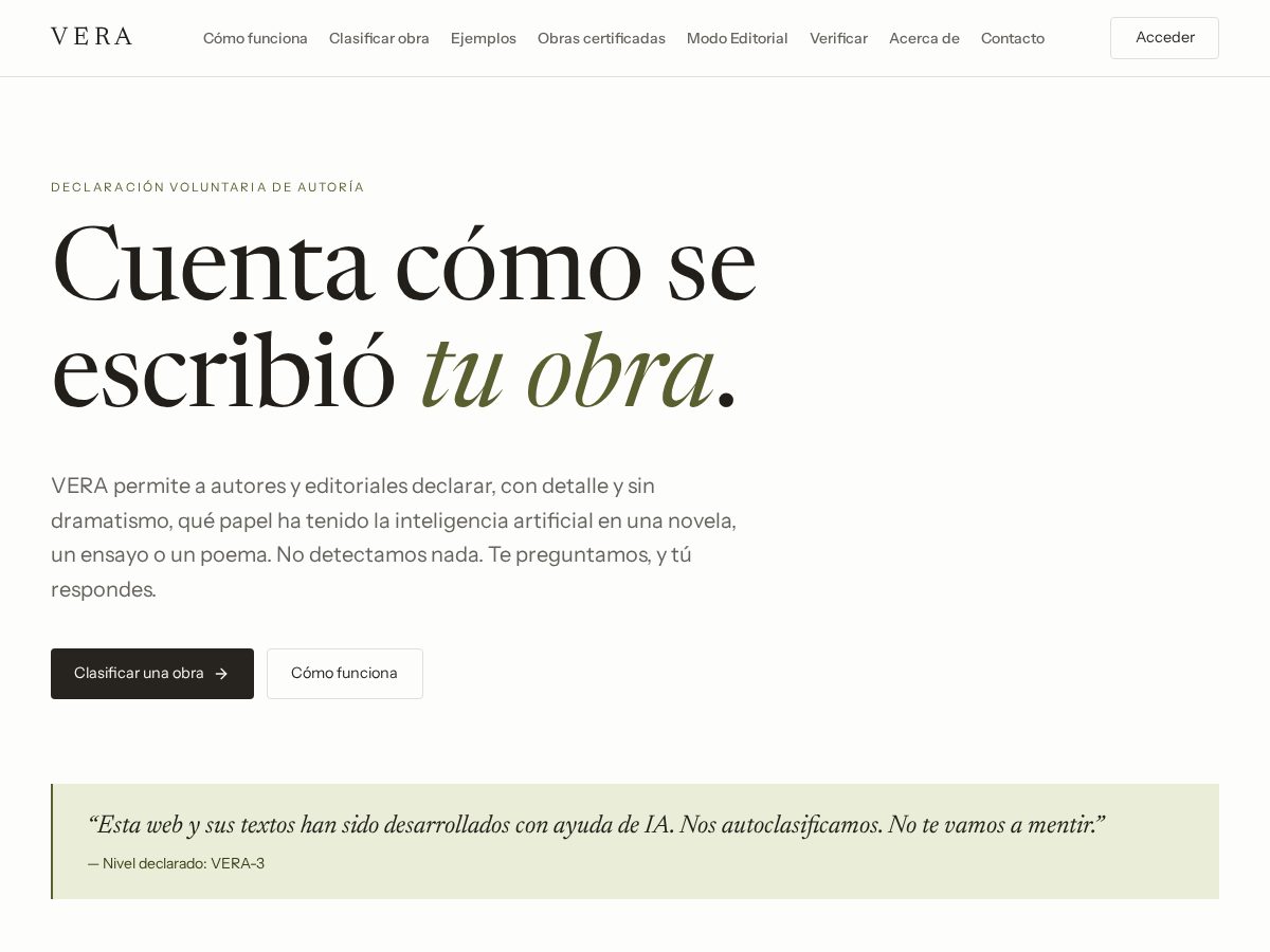 Landing-page snapshot of certificadovera.com