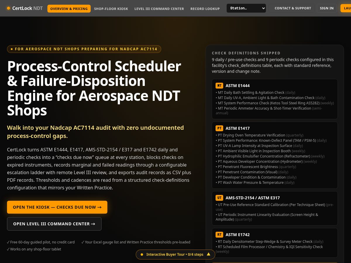 Landing-page snapshot of certlockndt.com