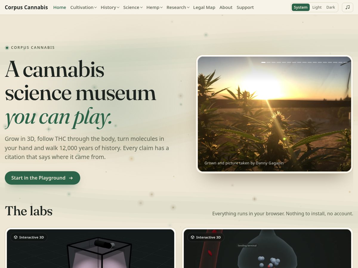 Landing-page snapshot of corpuscannabis.com