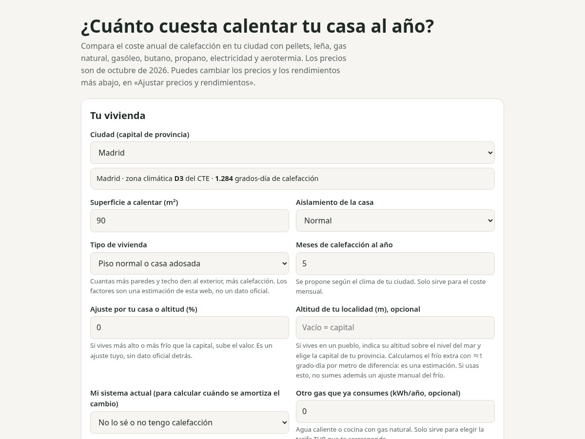 Landing-page snapshot of costecalefaccion.com