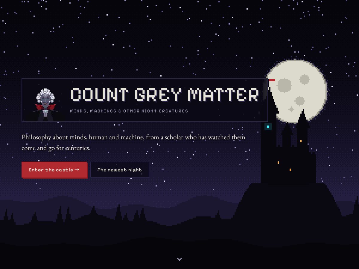 Landing-page snapshot of countgreymatter.com