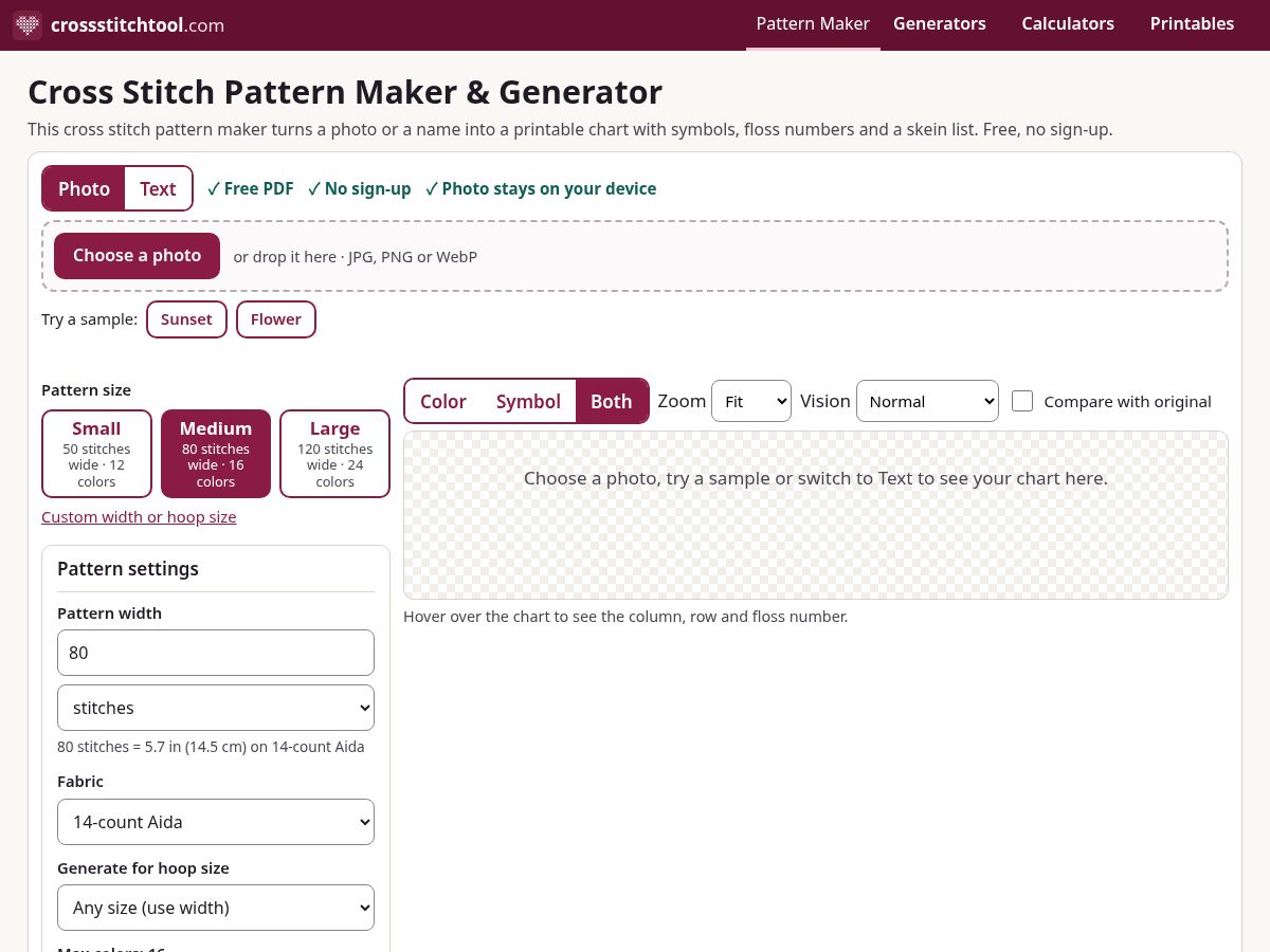 Landing-page snapshot of crossstitchtool.com