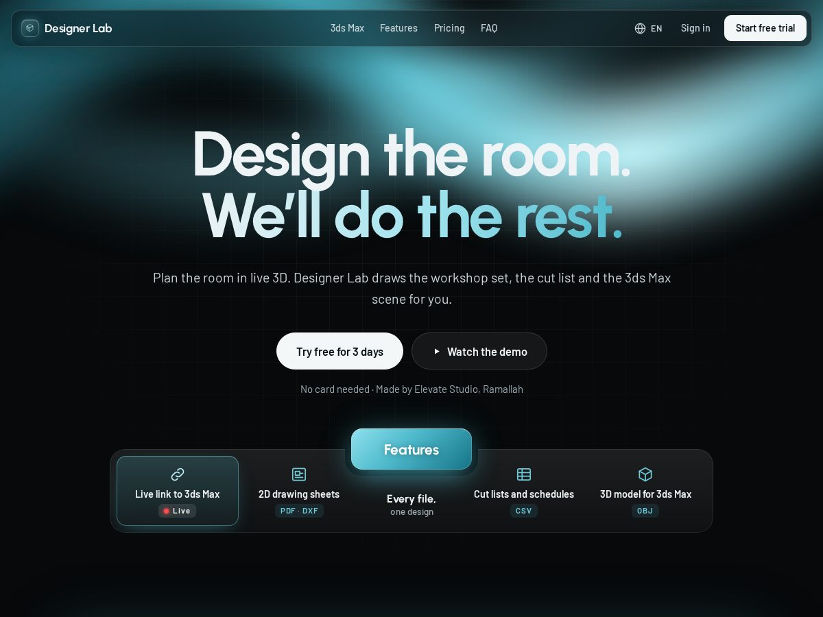 Landing-page snapshot of designerlab.app